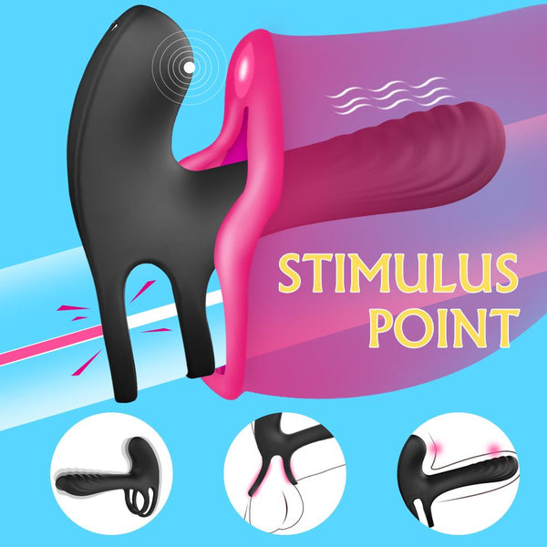 Vibrating Cock Ring Dual Penis Ring Premium Stretchy Cock Ring