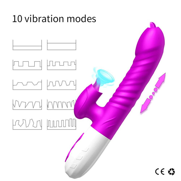 Double Tongues Vibrating dildo Telescopic Rotating Vibrators