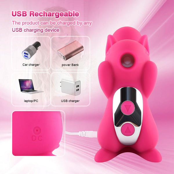 Cute Squirrel Shape Nipple Sucker Vibrator For Women