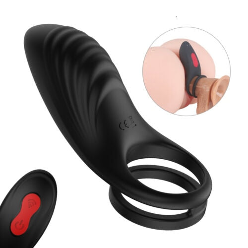 9 Vibration Stimulate Cock Dual Ring Penis Vagina Clit Men Couple