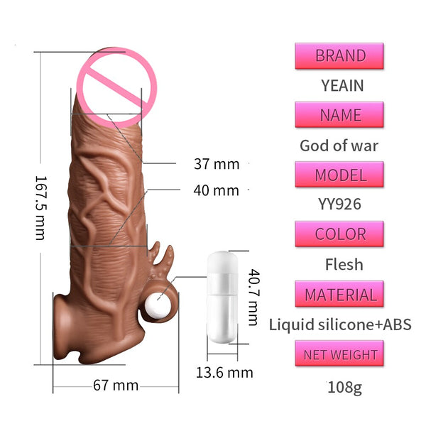 Vibrating Penis Sleeve Extensions Cock Ring Vibrator Enlargement