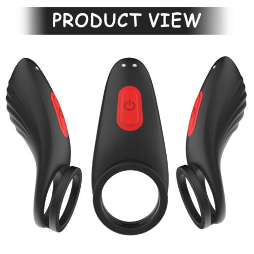 9 Vibration Stimulate Cock Dual Ring Penis Vagina Clit Men Couple