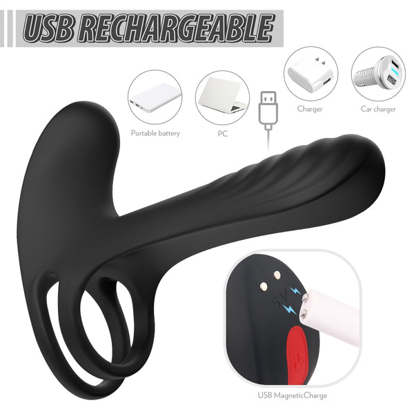 Vibrating Cock Ring Dual Penis Ring With Tongue Clitoral Stimulator