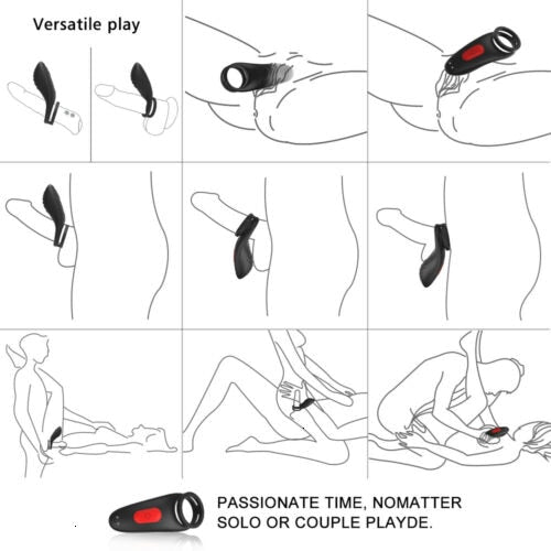 9 Vibration Stimulate Cock Dual Ring Penis Vagina Clit Men Couple