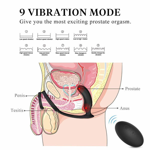 Sex Penis Ring 9 Vibration Mode Wireless Remote Control Vibrator