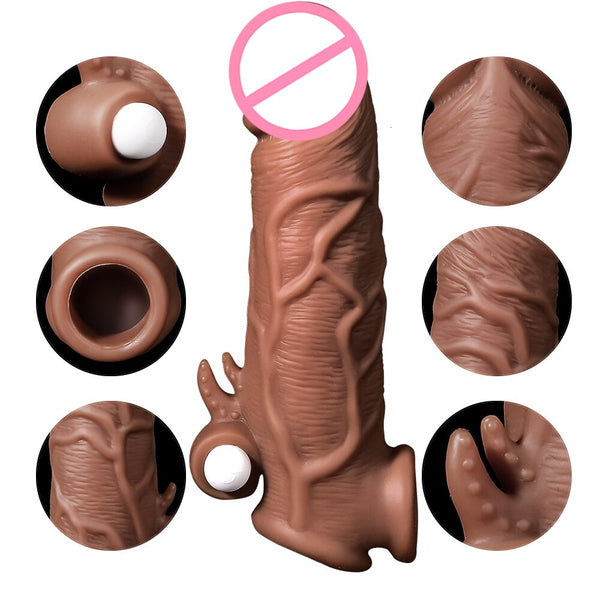 Vibrating Penis Sleeve Extensions Cock Ring Vibrator Enlargement