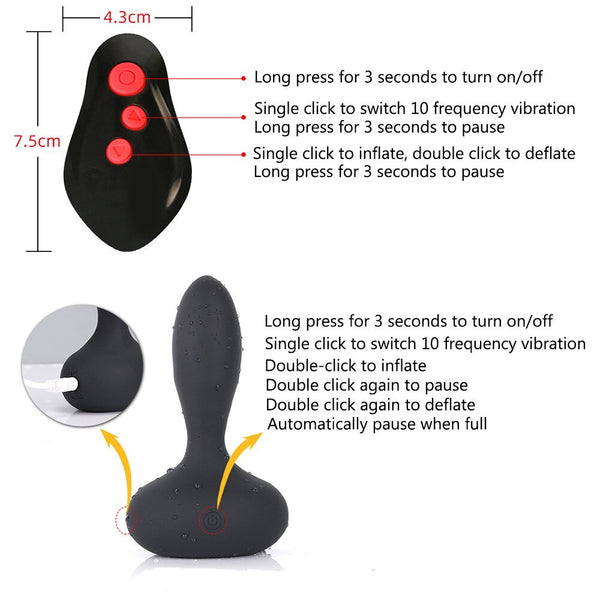 Automatic Inflatable Anal Vibrator Body Safe Silicone