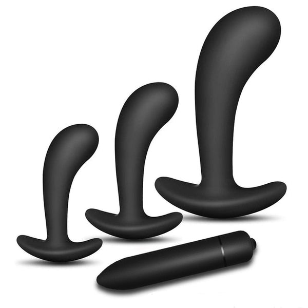 3 Silicone Anal Plugs Training Set Bullet Dildo Vibrator Anal Sex Toys