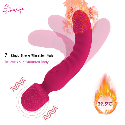 Heating Vibrator Av Wand Massager Vibrator Waterproof Soft Dildo