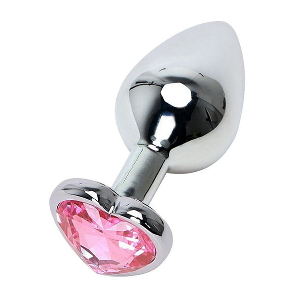 3 Size Anal Plug Heart Stainless Steel Crystal Anal Plug Removable