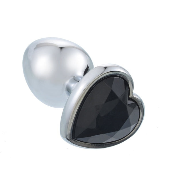 3 Size Anal Plug Heart Stainless Steel Crystal Anal Plug Removable