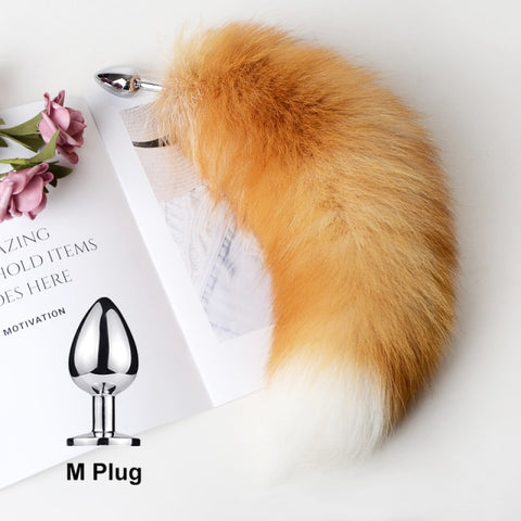 Separable Anal Plug Real Fox Tail Cosplay Butt Plug Anal Sex