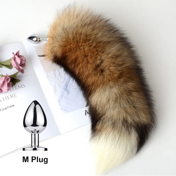 Separable Anal Plug Real Fox Tail Cosplay Butt Plug Anal Sex