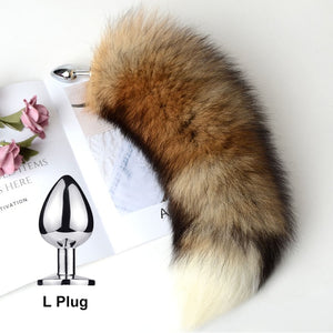 Separable Anal Plug Real Fox Tail Cosplay Butt Plug Anal Sex