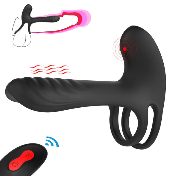 Vibrating Cock Ring Dual Penis Ring With Tongue Clitoral Stimulator