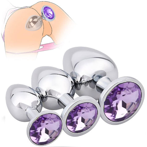 Anal Plug Stainless Steel Metal Butt Plug 3 Pcs/Set