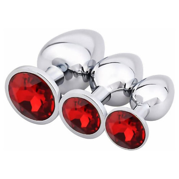 Anal Plug Stainless Steel Metal Butt Plug 3 Pcs/Set